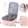 WEPOET Zaino Sottovuoto Viaggio Zaino da Viaggio Aereo Bagaglio a Mano con Sottovuoto Capacità Elevata Zaini Easyjet Vacuum Backpack con Porta Scarpe(Rosa)