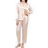 TeJoyce Pigiama Lungo in Raso di Seta per Donna, Completo Pigiami con Pizzo per Autunno e Inverno, Due Pezzi Camicia con Bottoni e Pantaloni, Loungewear in Silk Morbido ed Elegante (Nero, XL)