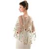 LHSJYG Stola Chiffon Elegante bolero da sposa in pizzo floreale con colletto gioiello e fiori selvatici, for donna, scialli sera festa