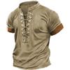 Generisch Maglietta da uomo 2026, maglietta sportiva da uomo, a maniche corte, con lacci, maglione, comoda, leggera, casual, per sport, cotone girocollo bianco, cachi, XXL