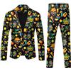 MaNMaNing Completo Elegante Due Pezzi con Stampa Digitale 3D Carnevale Uomo per Business Leggero Giacca e Pantaloni Compressibili per Ufficio e Eventi con Design Moderno