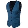Generic Gilet da uomo formale, classico, senza maniche, con abbottonatura, slim fit, in diversi colori, elegante, per matrimoni, Blu, XL