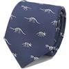 MENDEPOT, cravatta con scheletri di dinosauro con scatola regalo, cravatta grigia con scheletro blu navy