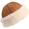 Generic Berretto unisex in vera pelle di pecora in lana di shearling, caldo e spesso, morbido berretto invernale, Marrone chiaro, Taglia unica