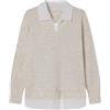 Springfield Double Fabric Sweater with Collar And Hem in Poplin Felpa Popelin Donna