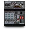 BOMGE Mixer audio 04A, console di mixaggio professionale con USB/Bluetooth/computer/mixer DJ con ingresso stereo a 4 canali, 48 V, Phantom Digital 99, effetto DSP per registrazione su PC, karaoke