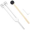 AMENGJ Stimmgabel Set di diapason in lega di alluminio da 128 Hz for terapia del suono colorata(Silver-gear head)