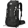 PORRASSO 50L Zaino da Trekking Zaino Impermeabile Zaini con Copertura per la Pioggia Hiking Backpack per Donna Uomo Escursionismo Campeggio Arrampicata Viaggio Nero