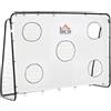 HOMCOM Porta da Calcio per Bambini e Adulti con Rete in PE, in Metallo e Oxford, Bianco e Nero, 240x88x171.5cm