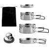 burkfeeg Pentole Campeggio Acciaio Inox, Set Pentole Da Campeggio Da 9 Pezzi, 2-3 Persone, Set Da Cucina Da Campeggio Pieghevole, Per Pentole, Per Picnic, Campeggio, Escursionismo