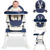 Kidsgigglz Seggiolone pieghevole 4in1, Reclinabile e regolabile in altezza, con vassoio estraibile e rotelle, Seggiolone regolabile con cintura a 5 punti, Blu