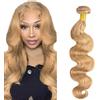 Hxxcoup 34 Inch Bundles Human Hair Extensions Natural Hair Body Wave Brazilian Virgin Human Hair Honey Blonde Double Weft Extensions for Women Minimal Tangles 100g/Bundle