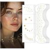 GUIZIYAO 12 Pezzi Lentiggini Glitter Tatuaggio Facciale, Tatuaggi Temporanei Lentiggini Anti-Udore e Impermeabili, Stelle e Punti, Glitter Freckles Face Tattoo per Festival Musicali Spiaggia e Feste (Oro)