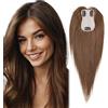 Aiokrtse Topper donna 100% capelli umani,parrucca top con clip base 4,3x2,75, topper capelli veri per capelli diradati,extension a clip e accessorio capillare superiore dal look naturale 20CM #4 Colore