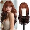 Sofeiyan Parrucca Lunga Riccia,60 cm Da Ramato a Nero con Sfumature Parrucca Ondulata Donna con Frangia,Sintetica Resistente al Calore per le Donne con Capelli Radi Indossare Tutti i Giorni Feste