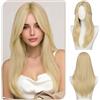Sofeiyan Parrucca con Frangia,55 cm Biondo con Riflessi Bianco-oro Parrucca Lunga e Liscia da,Parruccas da Donna Dallo Stile Elegante in Fibra Sintetica Resistente al Calore,per gli Quotidiani