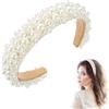 Grasslandy Perla Cerchietto Sposa, Cerchietto Capelli Donna Elegante Fasce Di Perle Finte Bianche Fasce Cerchietto Bambina, Larga e Spessa Da Donna Accessori Per Lo Styling Dei Capelli Per Donne