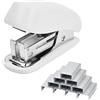 Volumoon Mini Pinzatrice Portatile Con 830 Punti Metallici, Piccola Cucitrice Manuale Da Scrivania, Cancelleria Per Casa e Ufficio (Bianco)