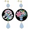 IN Lebole Collezione The Circle DOR146 Gioiello Fiore Orecchini da Donna in Ottone Pietra Celeste