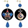 IN Lebole Collezione The Circle DOR136 Corona Orecchini da Donna in Ottone Pietra Blu