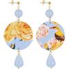 IN Lebole Collezione The Circle DOR25 Fiore Giallo Orecchini da Donna in Ottone Pietra Celeste
