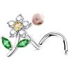 OUFER 20G Fiore Piercing Naso Argento 925 S-Shaped Piercing Naso Donna Anellino Transparent CZ 7 mm Nose Stud Nose Ring per Donne Gioielli Per il Corpo