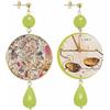 IN Lebole Collezione The Circle DOR166 Bilancia Orecchini da Donna in Ottone Pietra Verde Oliva