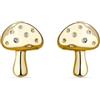 PERIMADE Graziosi orecchini a perno a forma di fungo da donna, placcati in oro 18 carati, ipoallergenici, in argento Sterling 925, non si ossidano, regalo di compleanno o amicizia, Argento sterling