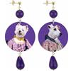 IN Lebole Collezione The Circle DOR49 Jack Russel e Scottish Orecchini da Donna in Ottone Pietra Viola
