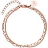 Purelei Bracciale Double Elegance - Combinazione doppia fila di catena & Snake Chain, impermeabile e regolabile - Acciaio inossidabile placcato oro 14 K, placcato oro rosa 18 carati o argento, Eine