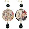 IN Lebole Collezione The Circle DOR156 Sagittario Orecchini da Donna in Ottone Pietra Nera