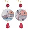 IN Lebole Collezione The Circle DOR88 Venezia Orecchini da Donna in Ottone Pietra Rubino