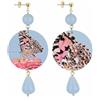 IN Lebole Collezione The Circle DOR69 Farfalla Orecchini da Donna in Ottone Pietra Celeste