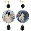 IN Lebole Collezione The Circle DORS Samurai Orecchini da Donna in Ottone Pietra Nera