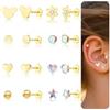 DAILI 8 paia di orecchini da donna in argento, small, Acciaio inossidabile, Zirconia cubica