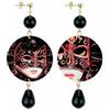 IN Lebole Collezione The Circle DOR54 Maschera Orecchini da Donna in Ottone Pietra Nera