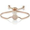 Namana Bracciale con Disco Celestiale con Zirconi Cubici. Bracciale con Disco Diamante in Oro Rosa 18 Carati o in Argento. Bracciale con Chiusura Regolabile. (Oro Rosa, Placcato Oro)