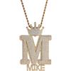 Luminaryxy Collana personalizzata con iniziale in oro placcato 14 carati e corona tempestata di diamanti, pendente con lettera personalizzata con diamanti, gioielli hip hop per uomo e donna
