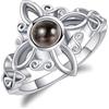 JERWLI Anelli di nodo da strega in argento sterling con nodo magico anelli di pietra di luna ti amo 100 lingue proiezione anelli celtici strega Wicca Pagan gioielli per donne ragazze, 7, Argento sterling