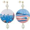 IN Lebole Collezione The Circle DOR110 Capri Barca Orecchini da Donna in Ottone Pietra Perla