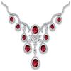 Bling Jewelry Stile Vintage Bridal Prom Holiday Party Grande Multiforme A Goccia Forma Di Pera Cubic Zirconia Simulata Rubino Rosso AAA CZ V Collare Dichiarazione Bib Collana Per Donne Placcato Argento