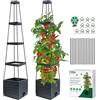 MQUPIN 2 pezzi Fioriera rialzata da giardino con traliccio,145cm fioriera a gabbia per pomodori, aiuolarialzata con traliccio, per rampicanti, verdure piante, auto-irrigante