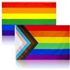 XSJIJKAG Pride Flag - Bandiera dell'orgoglio, 2 pezzi, 90 x 150 cm, bandiera arcobaleno LGBTQ, grande bandiera con occhielli, colori arcobaleno colorati per sfilate, decorazioni, festival, esterni, per casa ed