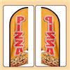 QSUM Bandiera con piume di pizza, 2,4 m x 65 cm x 400 cm, multicolore, in poliestere, a prova di sbiadimento, su un lato, montaggio su palo, bandiera, bandiera, all'aperto, pubblicità, cerimonie di