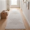 SIMPEX Tappeto Runner 80x250 cm Crema, Pelo Corto con Effetto 3D Alto-Basso, Motivo Boho Scandinavo, per Soggiorno, Camera o Balcone