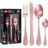 Dc Casa Servizio Posate 16 Pezzi in Acciaio Inox - Set Completo per 4 Persone, Design Raffinato e Moderno (Oro Rosa Sfumatura Rame)