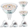 DiCUNO Lampadina LED GU5.3 MR16, 6W equivalente a 50W alogeno, Bianco caldo 2700K, 530lm, 12V Faretto LED, Non dimmerabile, Angolo del fascio 120°, Lampada riflettore per faretto incasso, 6 Pezzi