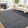 smiry Tappeto per soggiorno, camera da letto, lavabile in lavatrice, antiscivolo, a pelo corto, morbido, per camera dei bambini, 60 x 100 cm, grigio scuro