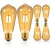 Liuyife 6 Pezzi Lampadina Led Edison Vintage Dimmerabile, 6W(Equivalente a 60W), ST64 Bianco Caldo 2200K, Filamento a Vite E27 Ambrato, Adatta Per Libreria Bar, Lampadario Camera da Letto