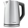 Klarstein Teahouse - bollitore acqua, teiera, acciaio inossidabile, 1,7 litri, 3000 watt, 3 livelli di temperatura, impugnatura cool-touch, stazione base con riavvolgimento del cavo, argento